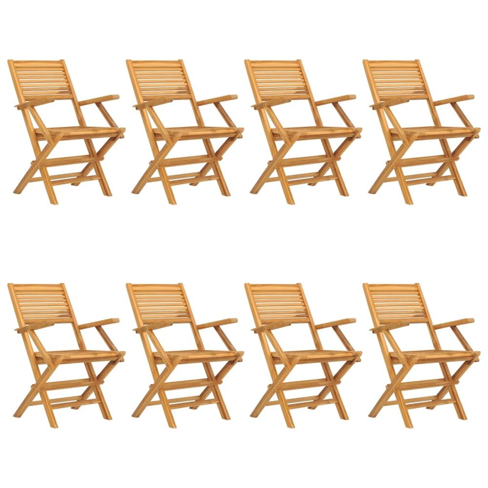 Vidaxl Skladacie záhradné stoličky 8 ks 55x62x90 cm tíkový masív